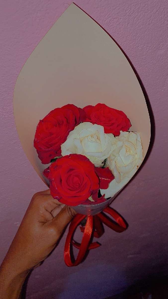 Bouquet de 5 roses naturelles